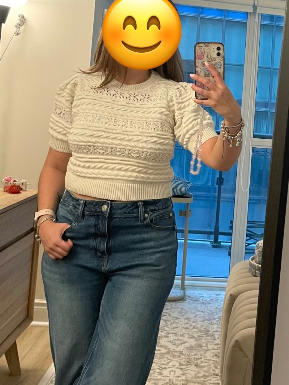 Romantic short sleeve sweater